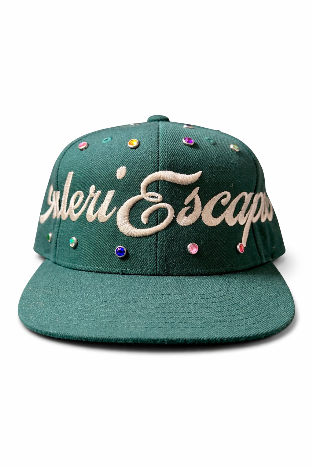 Script Studded Snapback (Green)