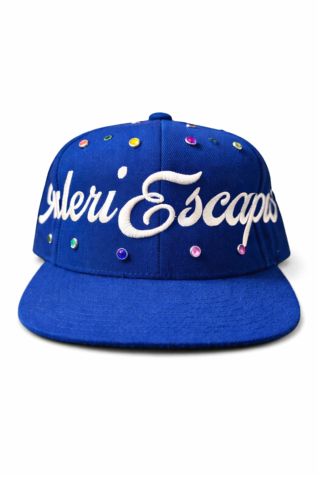 Script Studded Snapback (Blue)