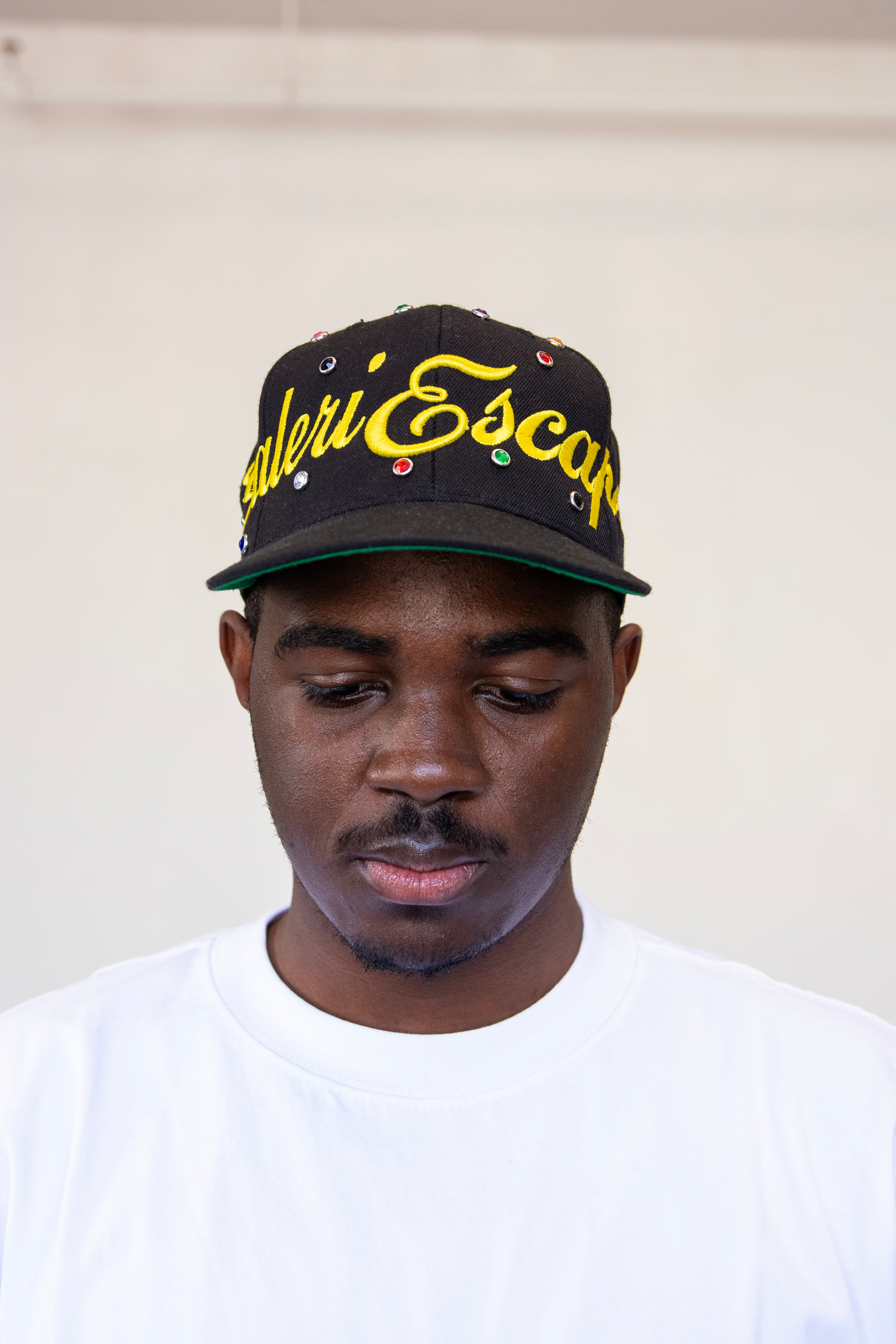Script Studded Snapback (Black)