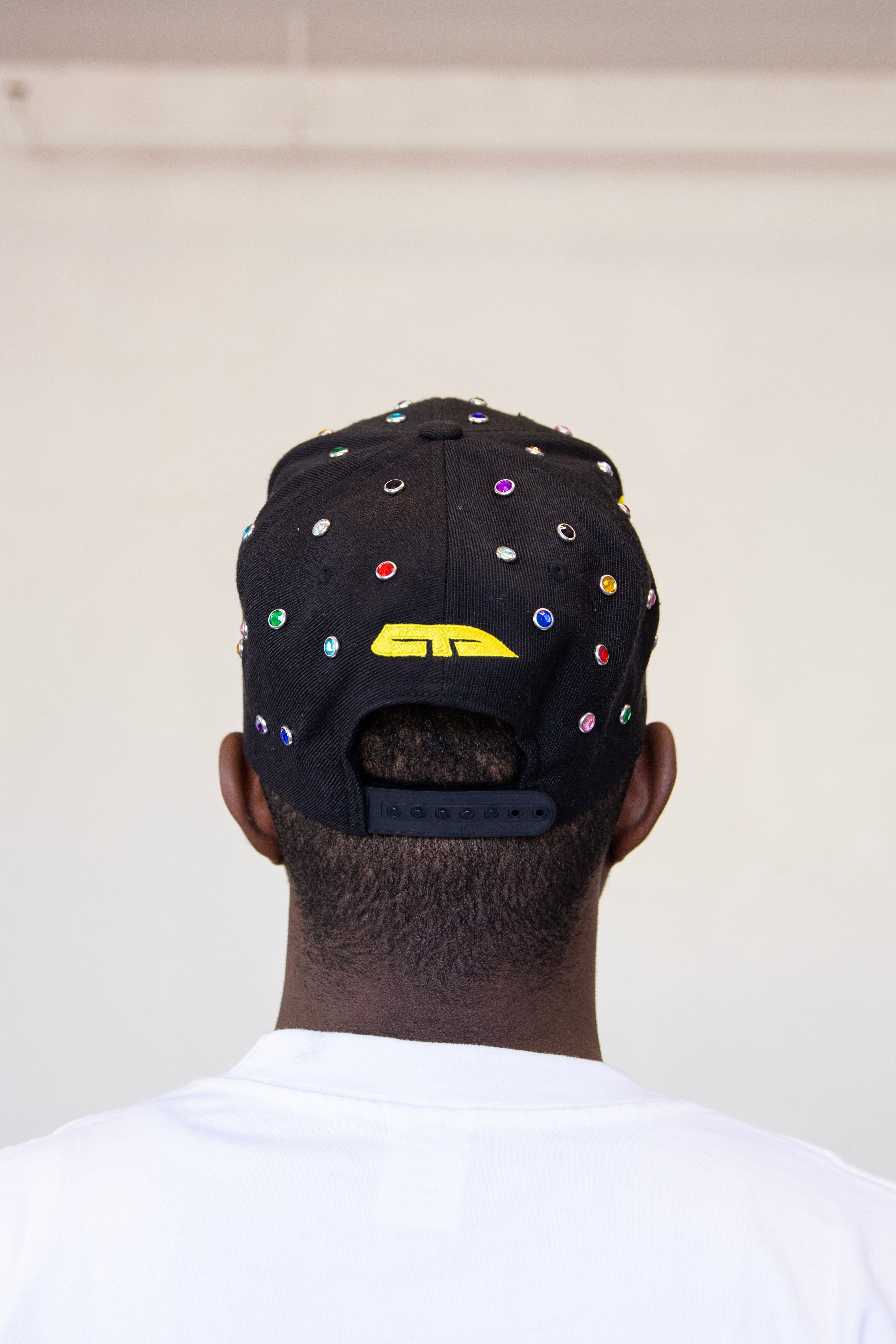 Script Studded Snapback (Black)