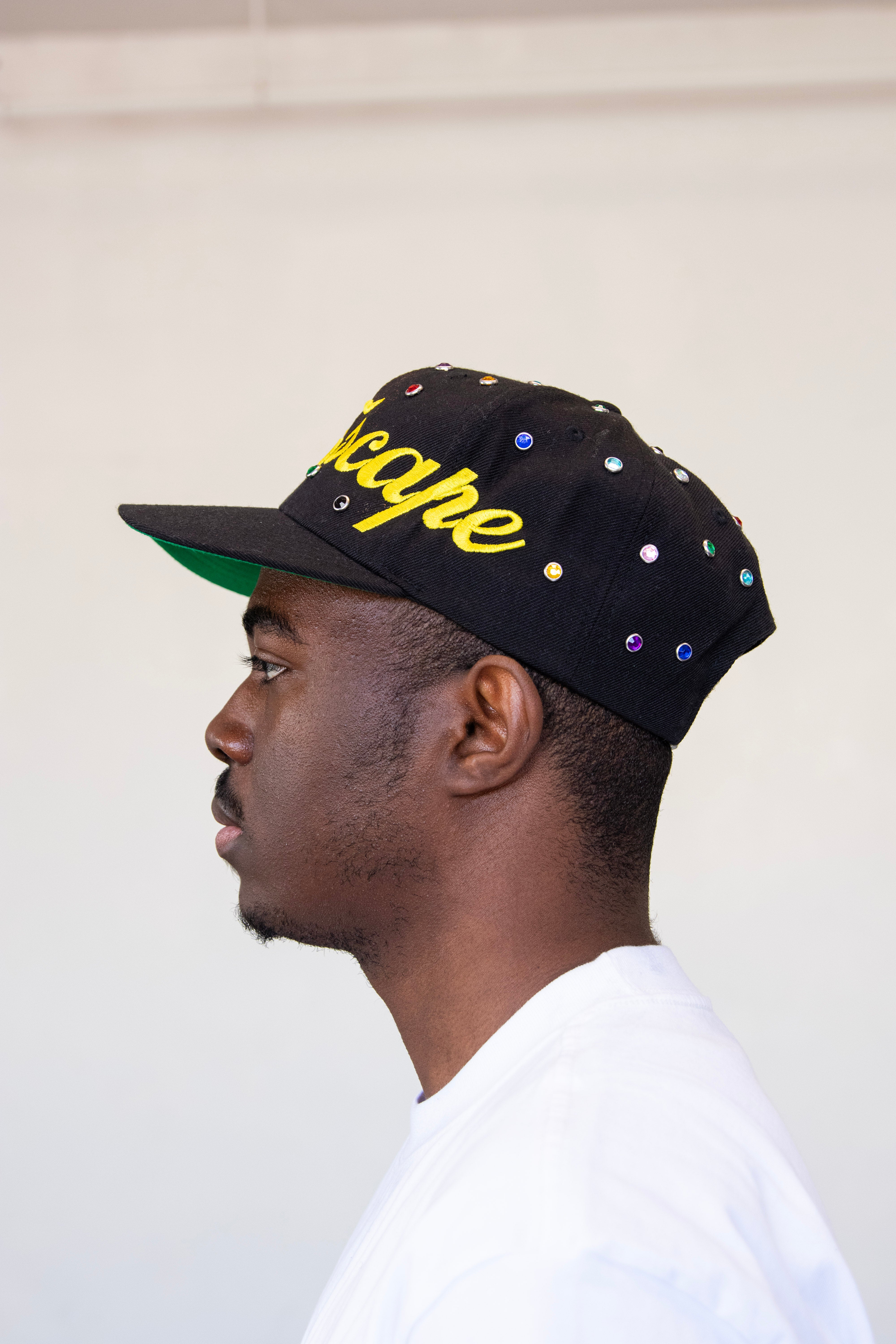 Script Studded Snapback (Black)