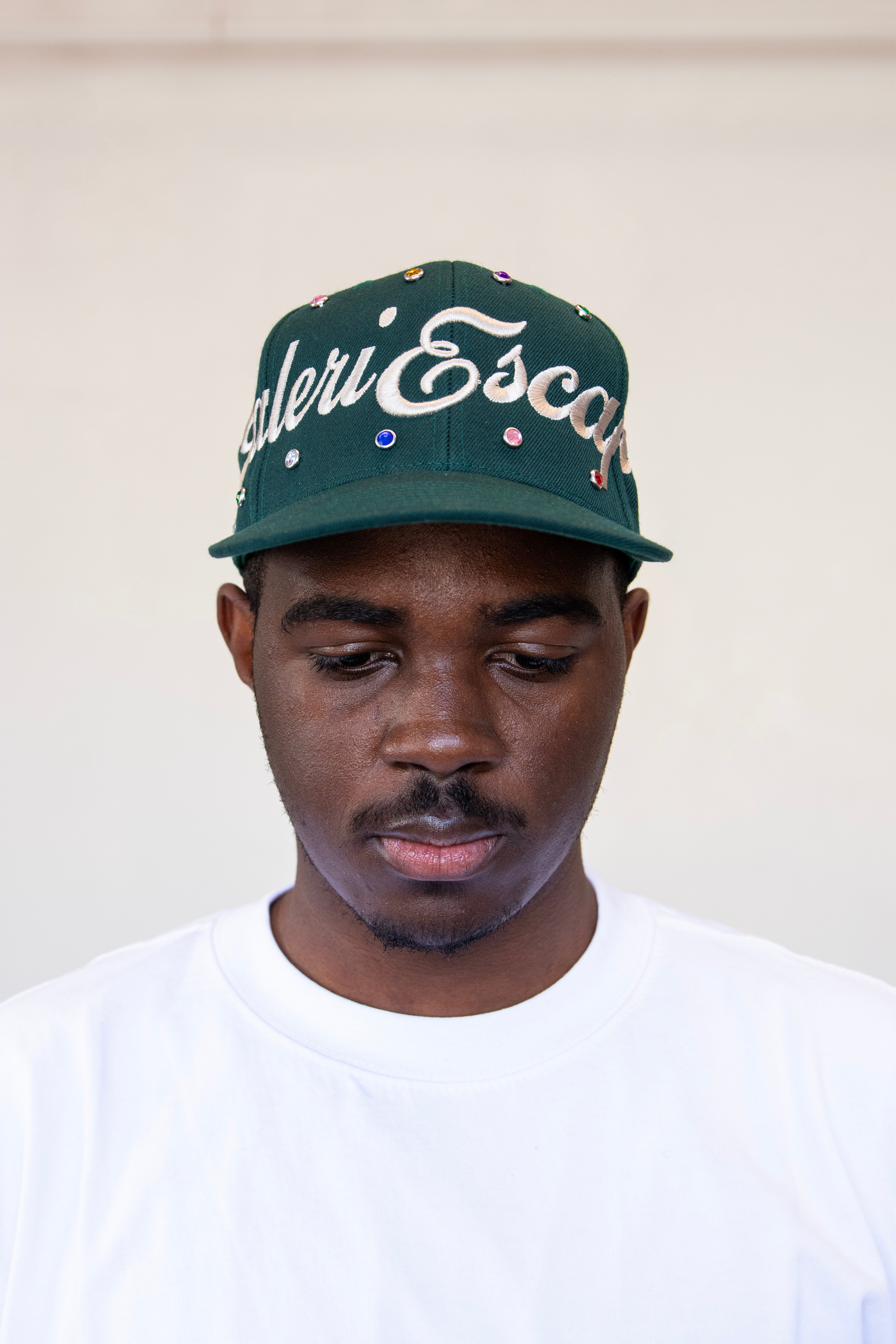 Script Studded Snapback (Green)