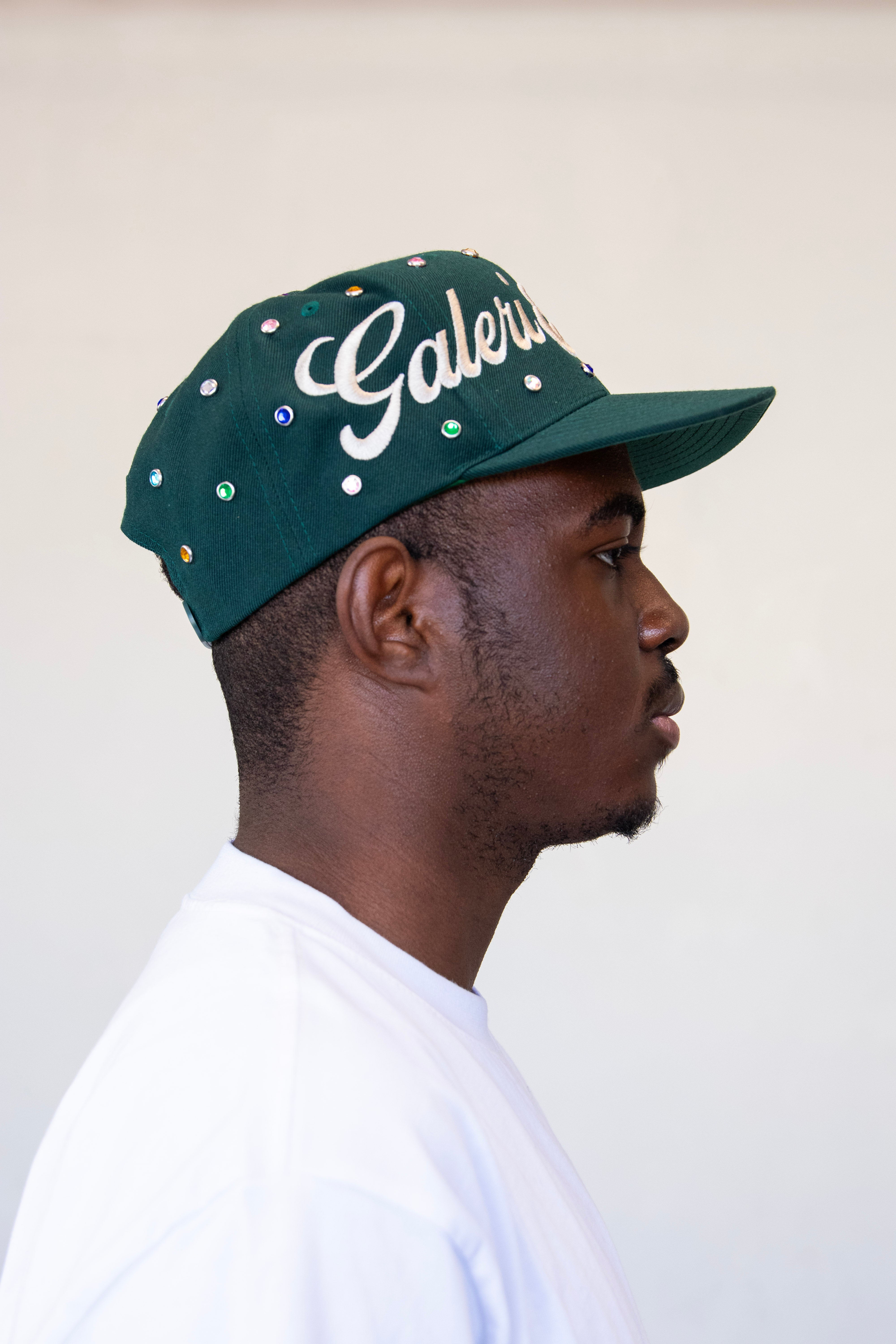 Script Studded Snapback (Green)
