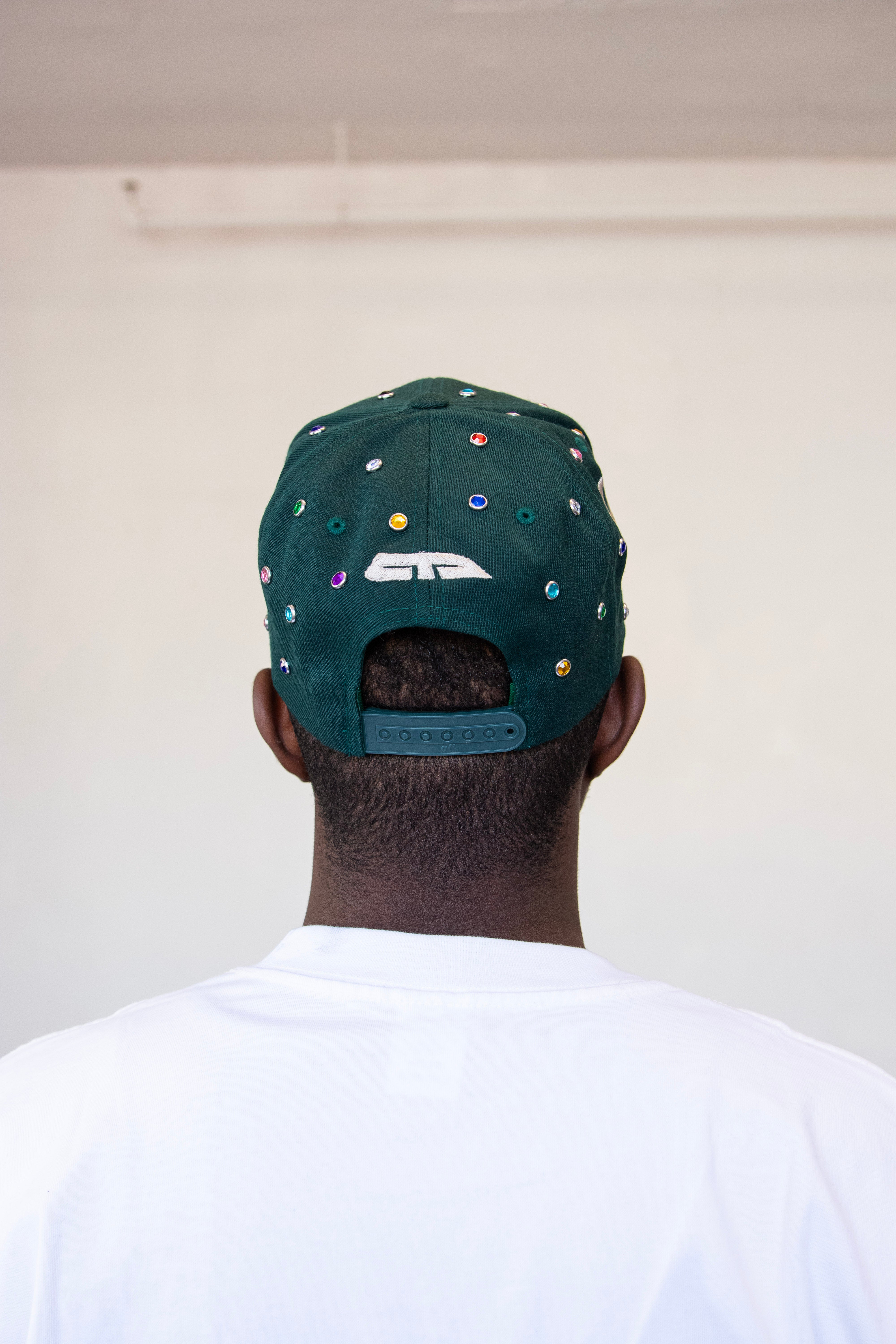 Script Studded Snapback (Green)