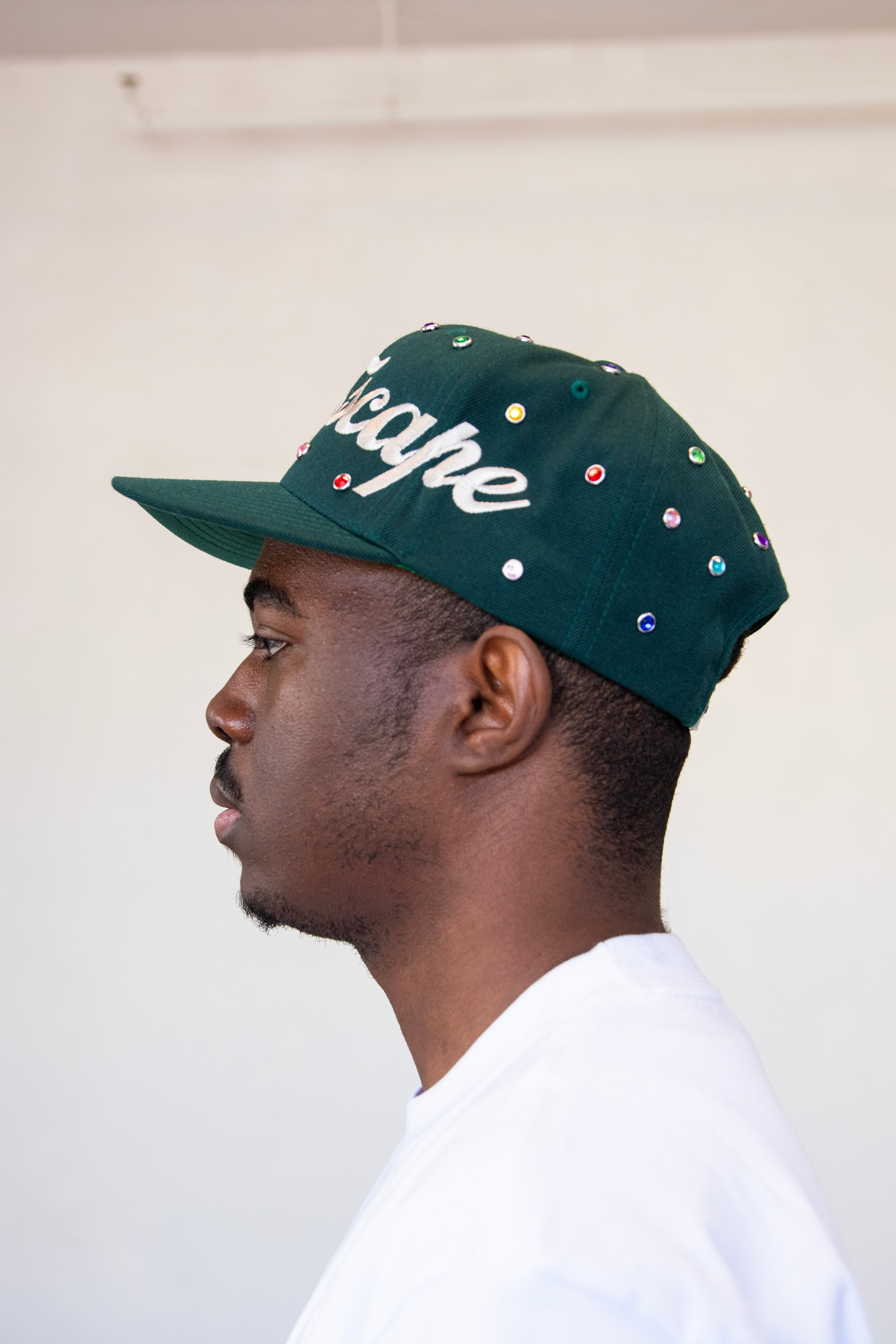 Script Studded Snapback (Green)