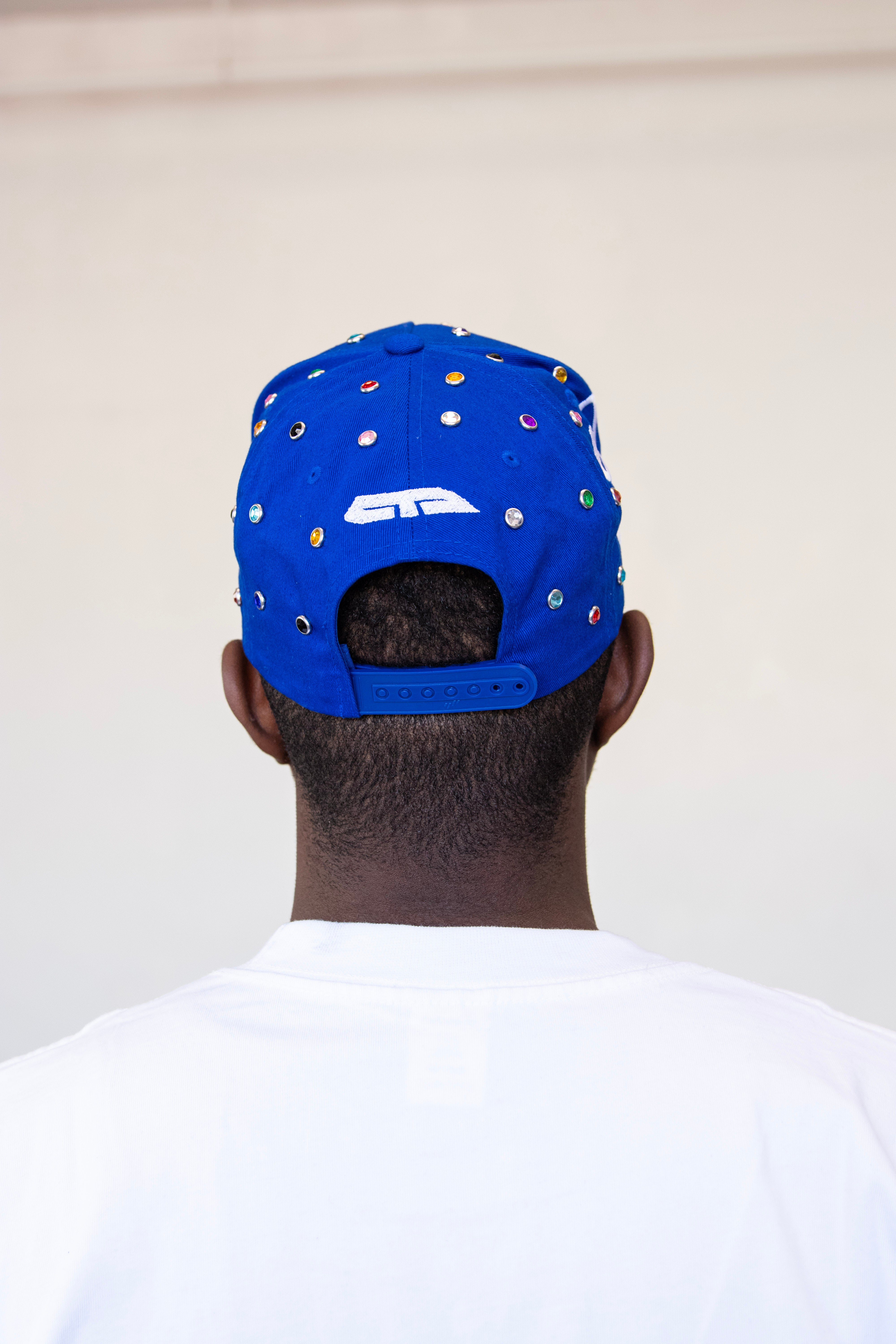 Script Studded Snapback (Blue)